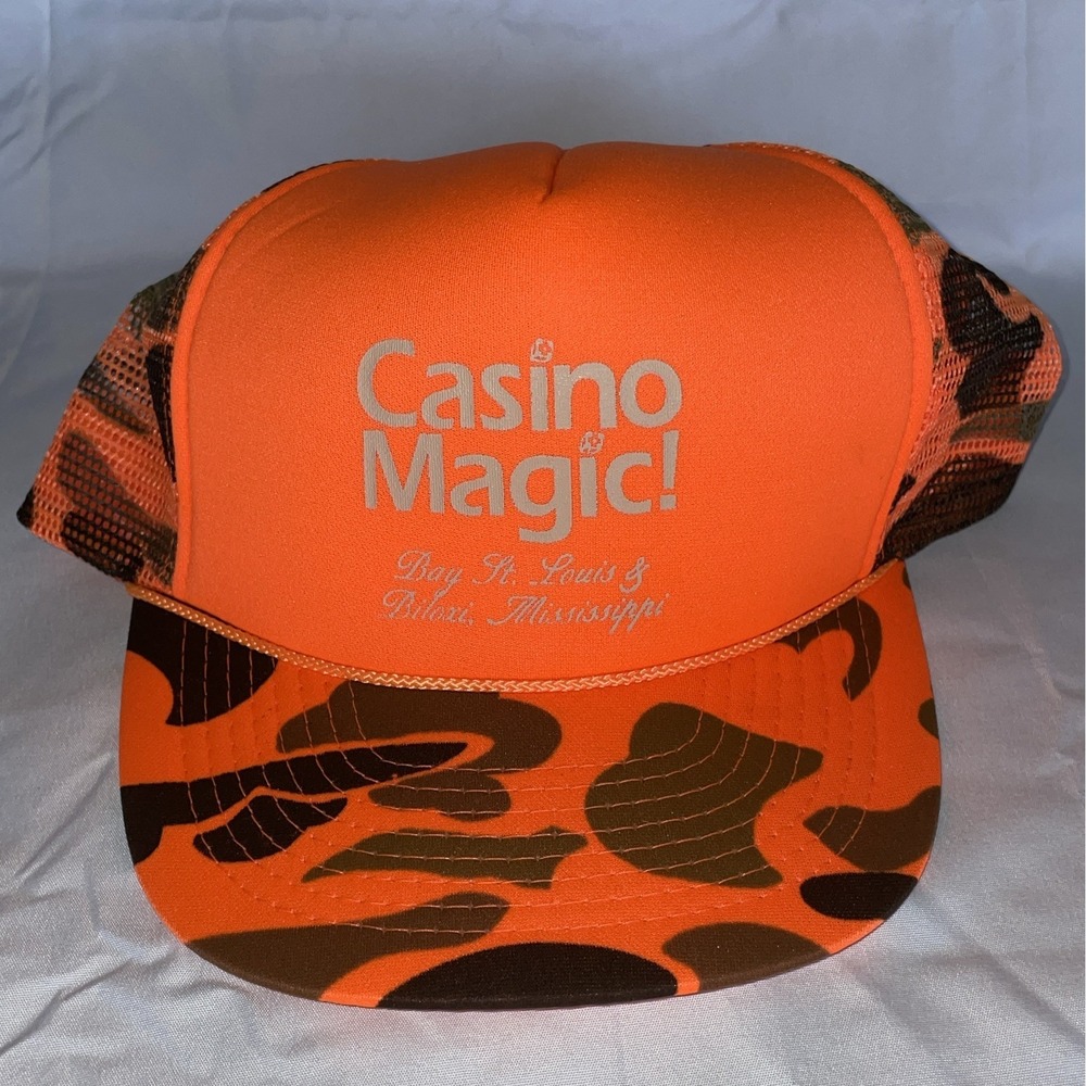 Casino Magic Hat Mens One Size Blue Snapback Trucker Cap Mohrs Vintage Mesh Back - Picture 1 of 6